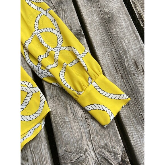Cabi Reef Knot Women Sz Small Yellow Peplum Blouse Zipper Nautical Sailing - Picture 12 of 16